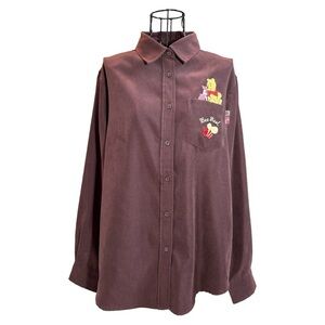 Vintage Disney Winnie the Pooh Piglet Bee Real Button Down Shirt Maroon Medium